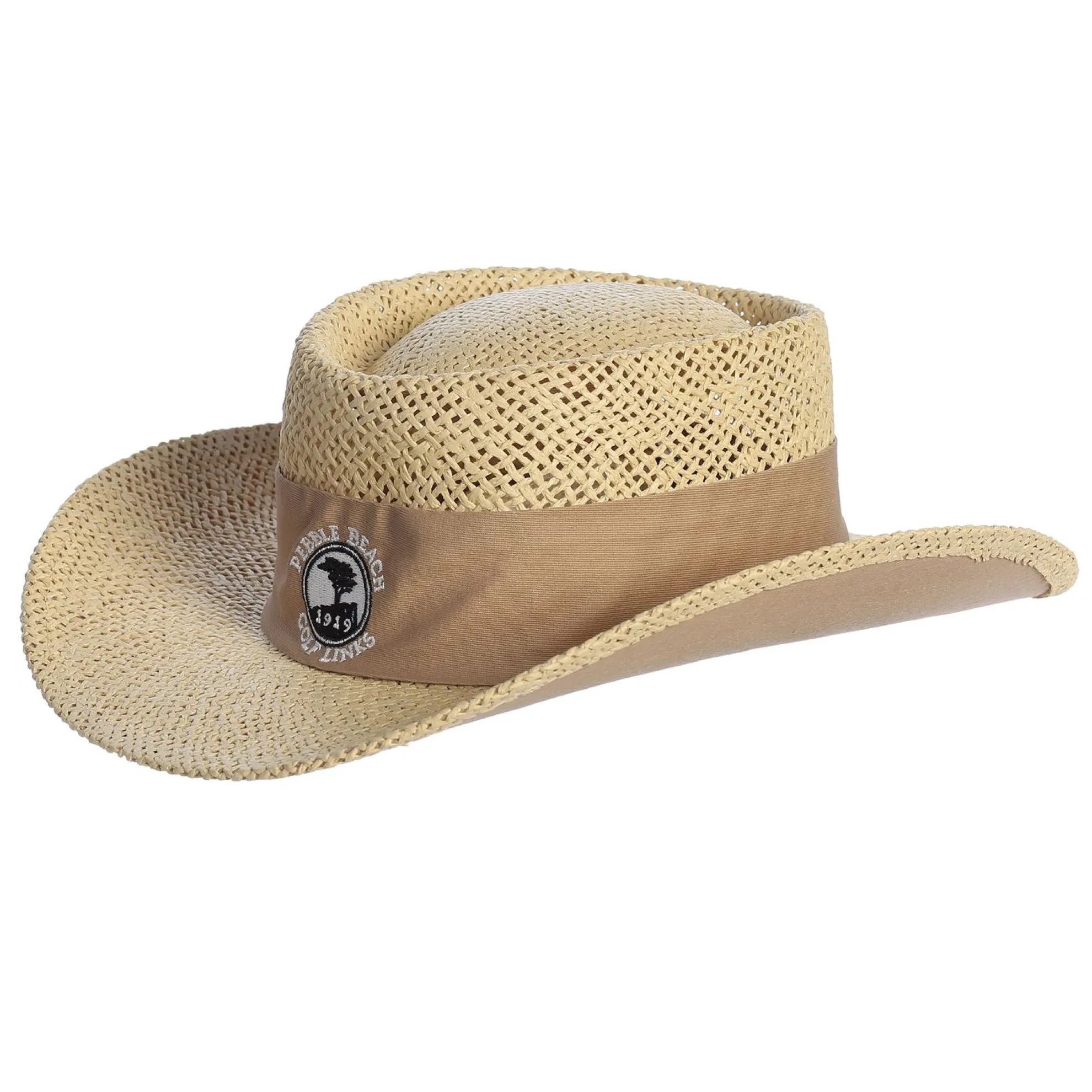 Pebble Beach Golf Links Straw Hat W/ Tan Band By Ahead