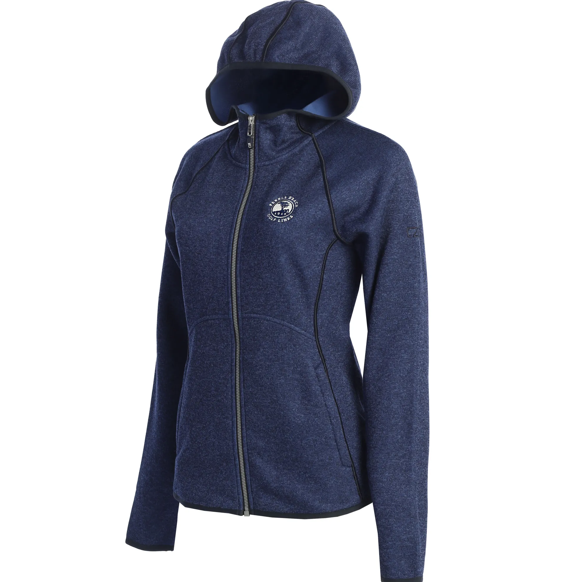 Pebble Beach Ladies Mainsail Full Zip Sweater Knit Hoodie By Cutter & Buck