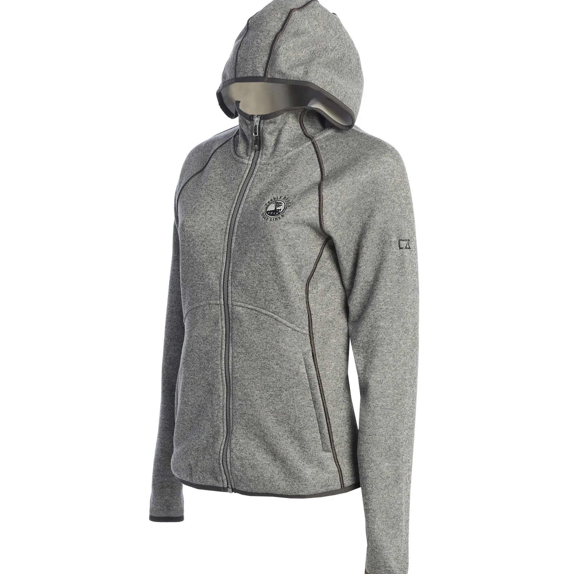 Pebble Beach Ladies Mainsail Full Zip Sweater Knit Hoodie By Cutter & Buck